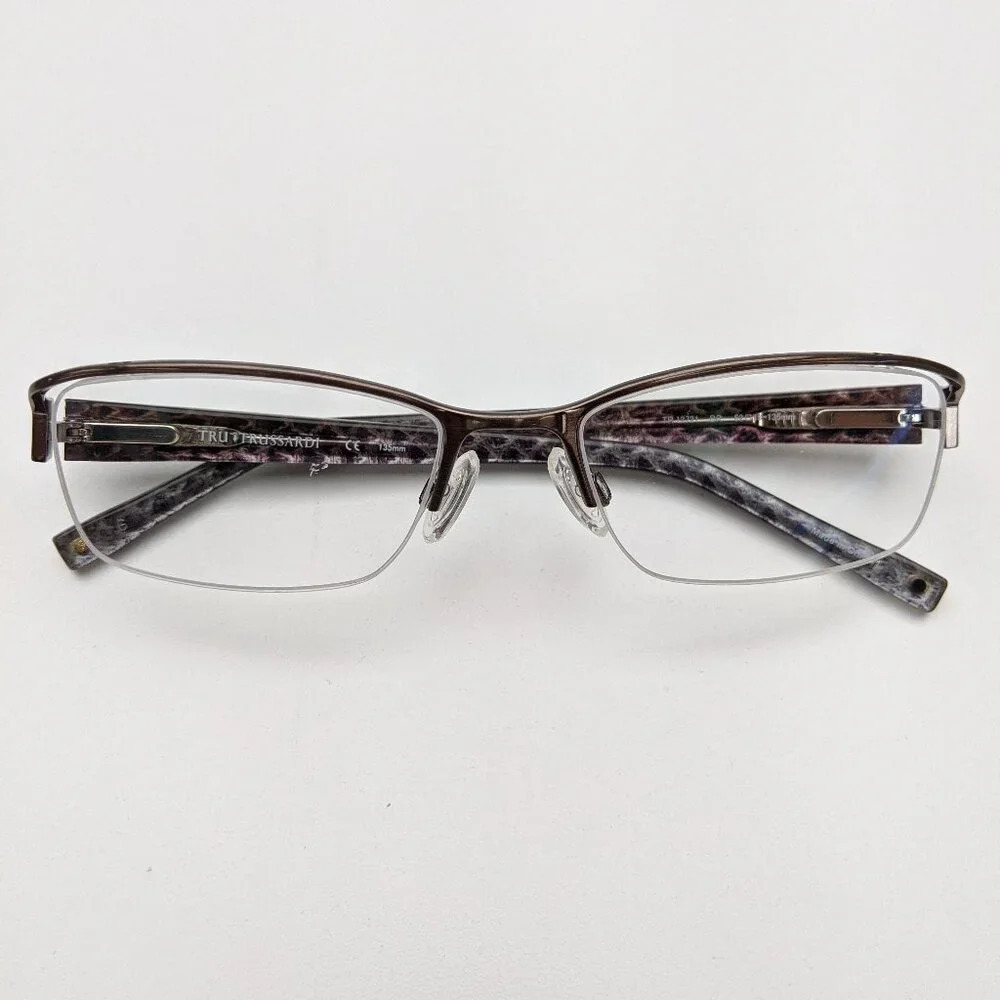 🕶️ Trussardi TR12721-BR Semi Rimless Eyeglasses 52/18-135 / JLI130🕶️